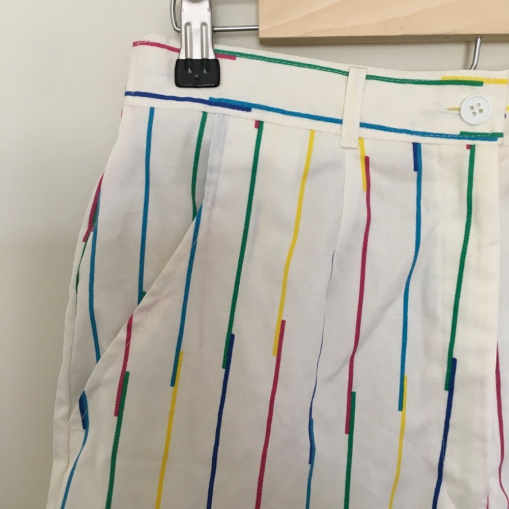 VTG 80s Hunter’s Glen Rainbow Striped Shorts Sz 9/10 High Waisted NOS Japan Made - Picture 4 of 16